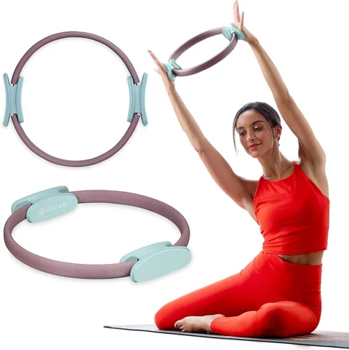 Miniatura 7 de Gaiam Anillo de Pilates Fitness Circle – Mangos acolchados de espuma ligera y duradera, equipo de ejercicio de resistencia flexible para tonificar