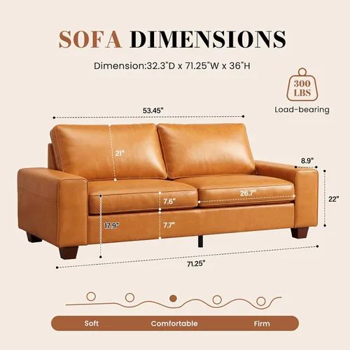 Miniatura 2 de COUCHOICE Moderno sofá biplaza de piel sintética, sofá pequeño compacto con cojines de resorte y marco de madera maciza, funda extraíble fácil