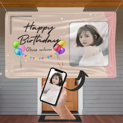 Miniatura 15 de NiceMemoryLLC - Cartel de vinilo personalizable con texto en inglés «Happy Birthday», telón de fondo de fiesta, regalo y decoración, de NiceMemoryLLC
