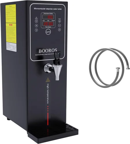 BOOROS Caldera de agua comercial de 10 L, dispensador de agua caliente negro, dispensador de agua caliente comercial de 1500 W, 30 L (7.9 galones) /