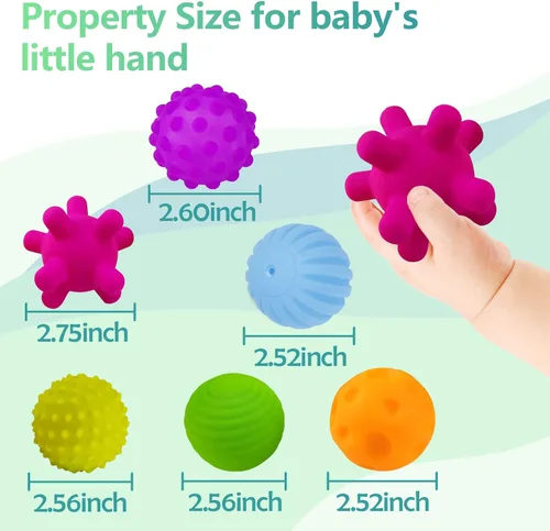 Miniatura 4 de Pelota sensorial para bebés de 6 a 12 meses, bolas de bebé para niños pequeños de 1 a 3 años, alivio del estrés, bolas sensoriales texturizadas