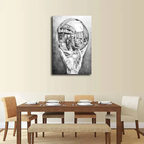 Miniatura 3 de The M.C. Escher - Póster de mano con esfera reflectante, impresión en lienzo giclée para decoración del hogar, habitación, oficina, regalos