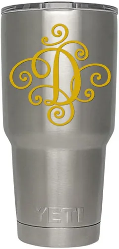 Miniatura 45 de Monogram - Calcomanía troquelada/vinilo adhesivo. Haga clic para opciones de color/letra. Disponible en cuatro colores y todas las letras de la A
