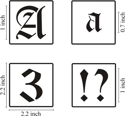 Miniatura 6 de Plantillas de letras del alfabeto de 1 pulgada para pintar, paquete de 70 plantillas de letras y números en inglés antiguo con letreros para pintar