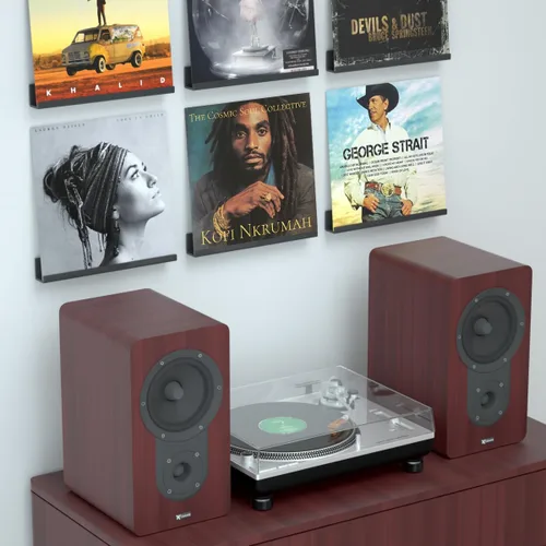 Miniatura 6 de NIUBEE Soporte de pared de acrílico para discos de vinilo (montaje perforado, negro)
