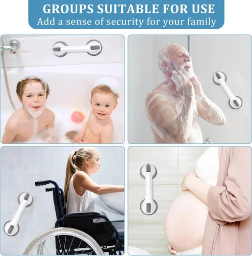 Miniatura 5 de Mango de Ducha 1 Paquete Barras de Agarre para Bañeras y Duchas, Barras de Agarre de 12 Pulgadas para Baño con Ventosa de Sujeción Fuerte, Barra