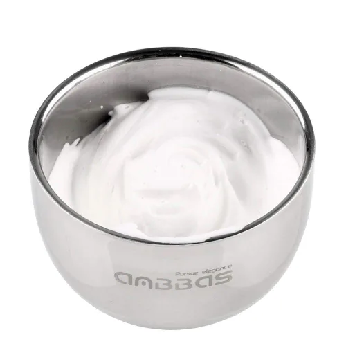 Miniatura 4 de Anbbas brocha de afeitar con pelo sintético de tejón y mango de madera, soporte y cuenco de afeitado de acero inoxidable, perfecto para afeitado