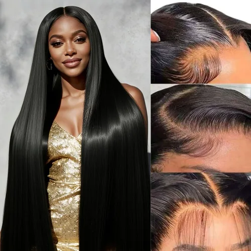 Miniatura 10 de Peluca de encaje frontal de cabello humano ondulada tipo body wave de 13x6. Peluca de cabello humano predepilada con cabello de bebé. Peluca