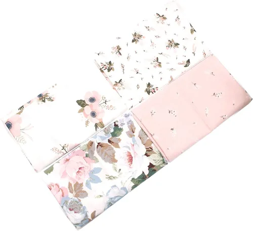 Miniatura 6 de Paquete de tela de patchwork con patrón de flores, 4 unidades, 18.9 x 18.9 in, cuadrados, acolchado, álbumes de recortes, costura, manualidades