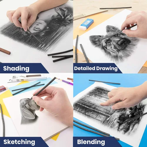 Miniatura 3 de Pacific Arc Artist Vine Charcoal - 4 palitos de carbón suave, negro para dibujar, dibujar y dibujar