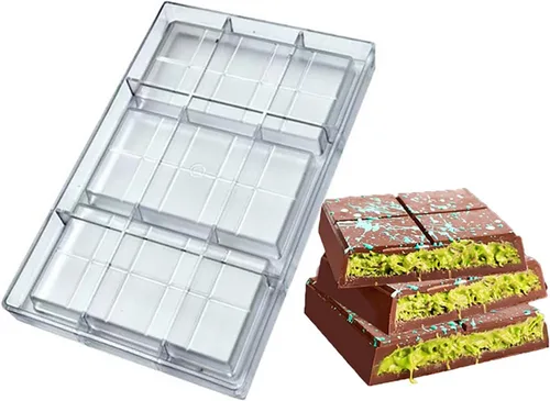 Miniatura 15 de Molde de policarbonato para chocolate, hecho a mano, molde de caramelo de chocolate, herramientas de pastelería, patrón rectangular para hornear