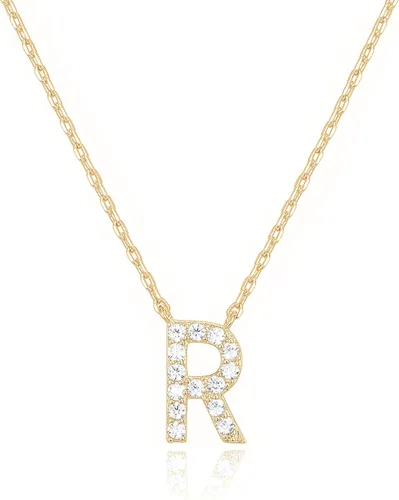 Miniatura 36 de PAVOI 14K White Gold Plated Cubic Zirconia Initial Necklace Letter Dainty Necklaces for Women