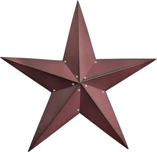Miniatura 8 de COOZZYHOUR 30 cm 3 piezas de decoración de pared con estrella de granero roja y negra, estrellas metálicas americanas para exterior