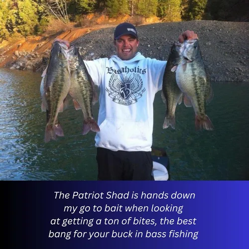 Miniatura 6 de USA Bass Tackle Patriot Shad - Swimbaits de Cola de Paleta con Aroma Infundido, Señuelos de Pesca Pre-Aparejados, Carnada Premium con Anzuelo Owner