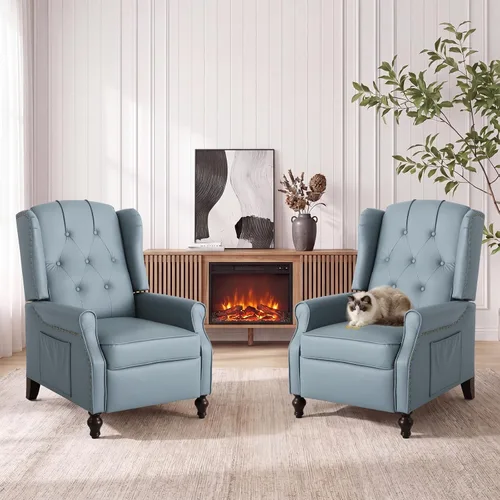 Miniatura 14 de Silla reclinable PALLOME con respaldo alto, asiento con masaje y calor, tapizado de tela, con respaldo acolchado, silla reclinable para sala de Beige