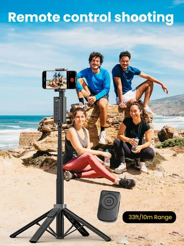 Miniatura 6 de AOCHUAN Trípode de seguimiento automático de rostros, con control de gestos para iPhone, poste extensible, palo selfie giratorio de 360°, control