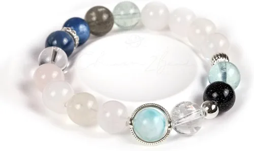 Miniatura 182 de Precious Gemstone Natural Crystal Healing Bracelet, Rutilated Quartz, Moonstone, Quartz Handmade Original Design Bracelet