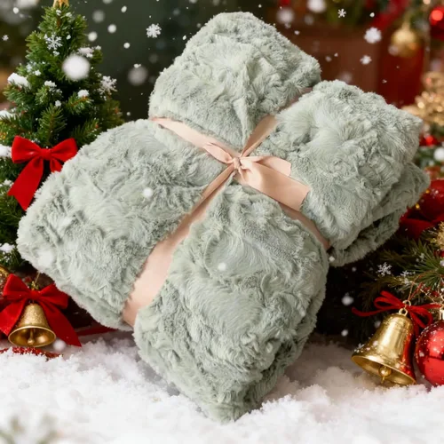 Miniatura 6 de COZYART Manta Sherpa de piel sintética esponjosa sin pelusa para sofá, color verde salvia, 50 x 60 pulgadas, forro polar sherpa, reversible, suave