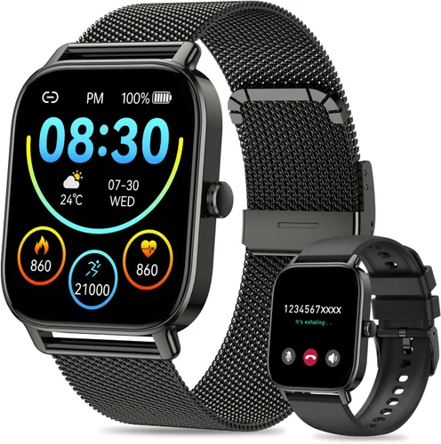Reloj inteligente para hombres y mujeres Fitness: resistente al agua, responder llamada, relojes digitales para hombre, podómetro, reloj inteligente