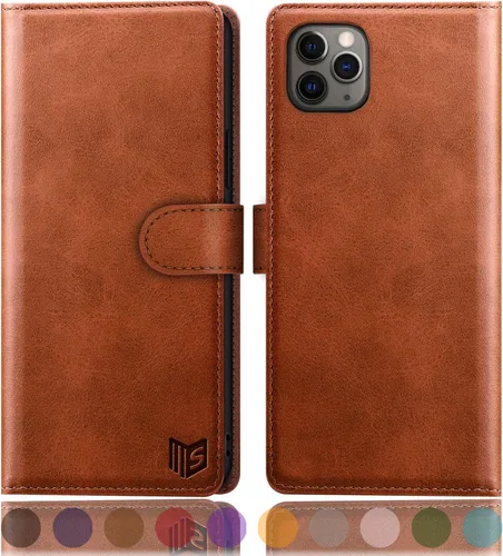 Miniatura 8 de SUANPOT Funda de piel tipo cartera para iPhone 11 Pro Max de 6.5 pulgadas con bloqueo RFID, soporte para tarjetas de crédito, funda de teléfono