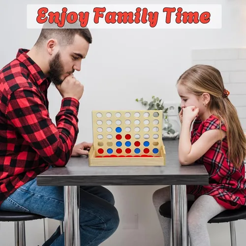 Miniatura 7 de Juego de mesa de madera 4 en una fila, línea plegable para 4 juegos, juguete clásico de estrategia familiar, juego de conexión de madera para niños