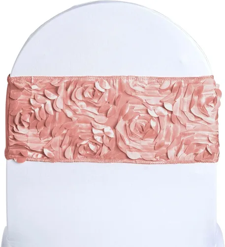 Miniatura 2 de 10 rosetas de satén azul polvoriento en fajas elásticas de elastano para silla, suministros de decoración de recepción para ceremonia de boda