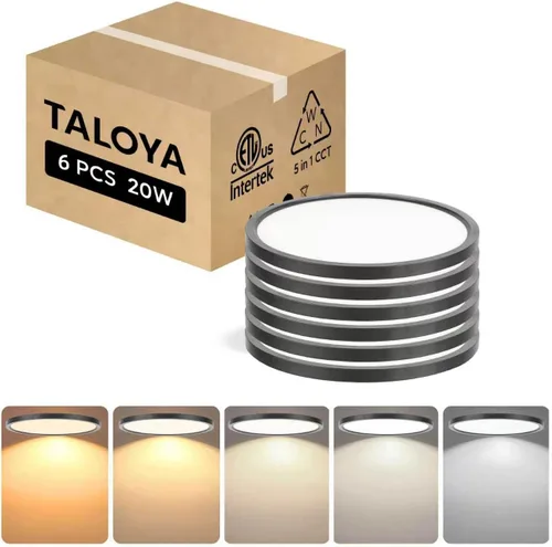 Miniatura 19 de TALOYA Paquete de 4 lámparas de techo LED de montaje empotrado de 10 pulgadas, 5 temperaturas de color (3000 K-6500 K), luz de panel plano redondo