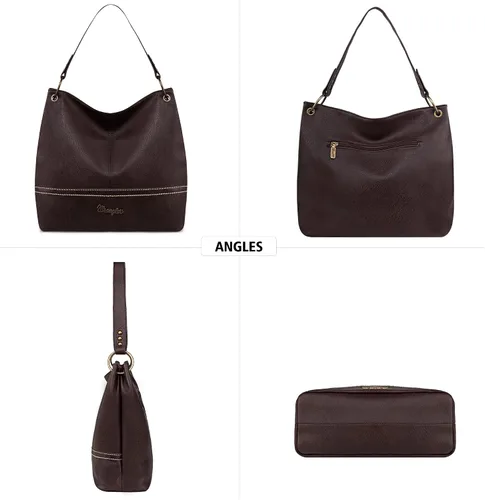 Miniatura 74 de Wrangler Hobo - Bolsas para mujer de cuero vegano con asa superior, bolsos de hombro y bolsos
