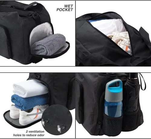 Miniatura 2 de Gym Bags for Men, Sports Duffle Bag, Travel Gym Bag with Shoes Compartment and Wet Pocket, Foldabel, Lightweight for Travel, Gym, Yoga