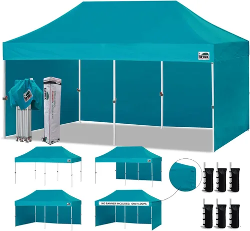 Miniatura 12 de Eurmax Tienda de campaña desplegable de 8 x 8 de Estados Unidos, con bolsa rodante patentada sin puntas, 4 paredes extraíbles con cremallera, toldo