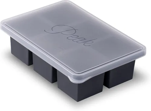 Miniatura 9 de W&P Cup Cubes - Bandeja de silicona para congelador con tapa, azul, hace 4 porciones perfectas de 1 taza, congela y almacena sopa, caldo, salsa