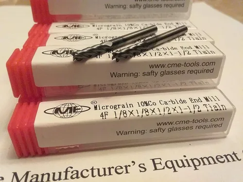 Miniatura 2 de 10 fresas de extremo de carburo sólido recubiertas Tialn de 1/8 pulgadas 4 Flt General Machining #GM1006