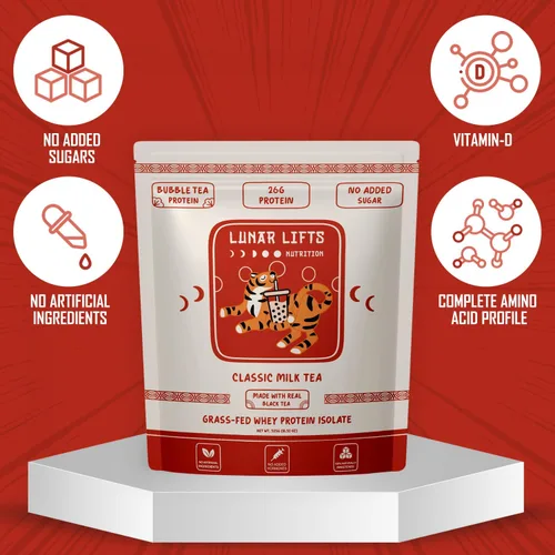 Miniatura 5 de Lunar Lifts Nutrition Polvo de proteína Boba de té con leche clásico Aislado de proteína de suero 0.92 oz de proteína de suero de leche en polvo