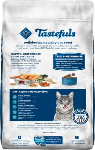 Miniatura 2 de Blue Buffalo Tastefuls - Alimento seco natural para gatos adultos de interior, receta de salmón y arroz integral, bolsa de 15 libras