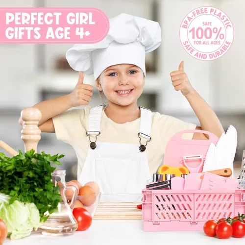 Miniatura 7 de Suhctuptx Juego de cuchillos para niños pequeños, juego de cuchillos para cocina real, cuchillos seguros para niños con tabla de cortar, cortadores