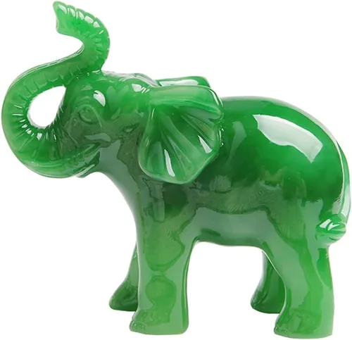 Acxico Estatuas de elefante de la suerte de Feng Shui, verde jade, decoración del hogar, regalo