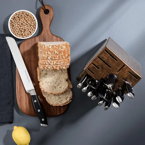 Miniatura 6 de Emojoy Juego de cuchillos de cocina de 18 piezas con bloque de madera, afilado manual para juego de cuchillos de chef, acero inoxidable alemán