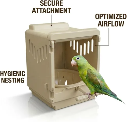 Miniatura 2 de Caja nido de plástico para pájaros, taza nido extraíble y portátil con puerta trasera corredera para una fácil limpieza y depósito para almacenar
