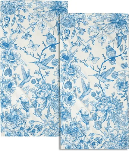 Miniatura 17 de Juego de 2 toallas de mano para el 4 de julio, 14 x 28 pulgadas, diseño patriótico de hojas florales rojas y azules, absorbentes y suaves