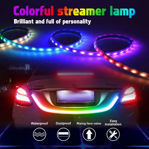 Miniatura 3 de x xotic tech Tira de luces LED flexibles multicolor de flujo secuencial, luces direccionales de circulación diurna, cola de freno, reversa, luz