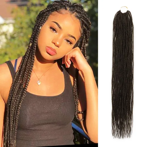 Miniatura 16 de AU-THEN-TIC Cabello senegalés con trenzas de ganchillo de 22 pulgadas, 6 paquetes de 40 mechones por paquete, extensiones de cabello de ganchillo