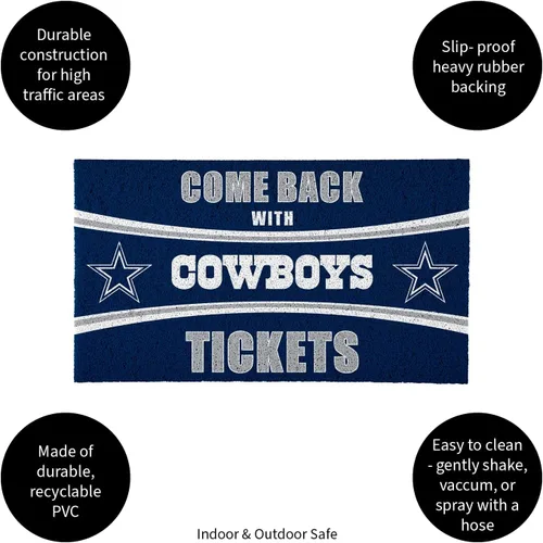 Miniatura 4 de Team Sports America NFL Dallas Cowboys Entrada interior y exterior 28 x 16 pulgadas Parte trasera antideslizante Tapetes de bienvenida