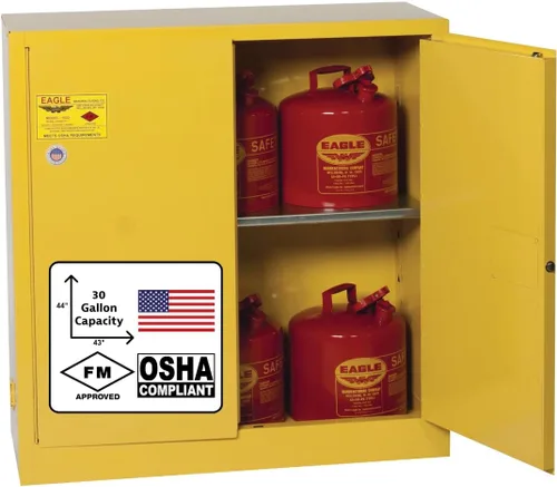 Eagle Gabinete de almacenamiento de líquidos inflamables de 30 galones, gabinete ignífugo de cierre automático para escuelas, garajes, instalaciones