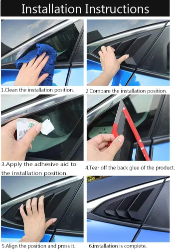 Miniatura 6 de Persianas de fibra de carbono ABS con impresión de fibra de carbono para ventana lateral trasera, rejillas de ventilación de aire, para Honda Civic