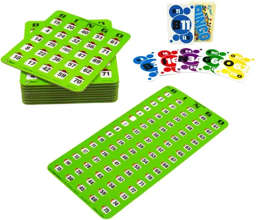 Miniatura 5 de Regal - Juego de bingo para adultos y niños, 50 tarjetas de bingo con ventanas deslizantes, tarjetas de bingo reutilizables y grandes, 1 tablero