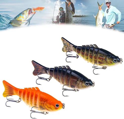 Miniatura 9 de hoehew Señuelo de pesca robótico, cebo de natación biónico 3D para agua dulce y agua salada, equipo de pesca atrae señuelos de pesca, lubina