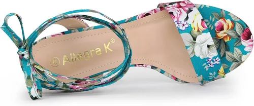 Miniatura 4 de Allegra K Sandalias de tacón de bloque para mujer con cordones