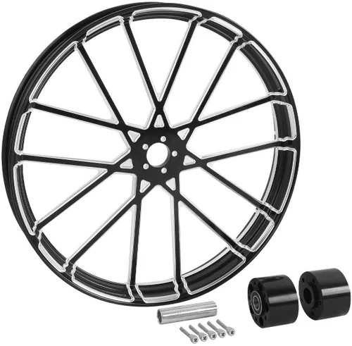 Miniatura 3 de TCMT Llanta de rueda delantera de 26 pulgadas, buje de rueda de doble disco para Harley Touring modelos no ABS/ABS, Road King Electra Street Road