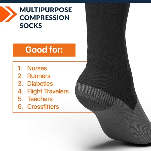 Miniatura 4 de Fixic Calcetines de compresión para hombres y mujeres, 3 pares, S-M (5-8), 15-20 mmHg, medias de compresión para mujeres y hombres, calcetines