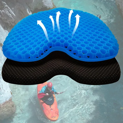 Cojín de asiento de kayak, asiento de kayak de gel grueso antideslizante impermeable, almohadilla de goma portátil para remo de canoa para estadio,
